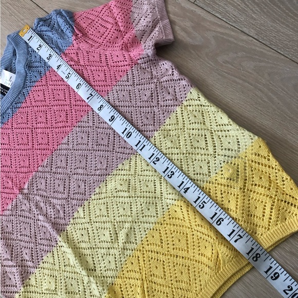 H&M Multicolored Lace Knit Short Sleeve Top Size S - Picture 10 of 10